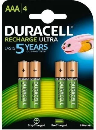 Pack de 4 Pilas AAA Duracell HR03-A/ 1.2V/ Recargables