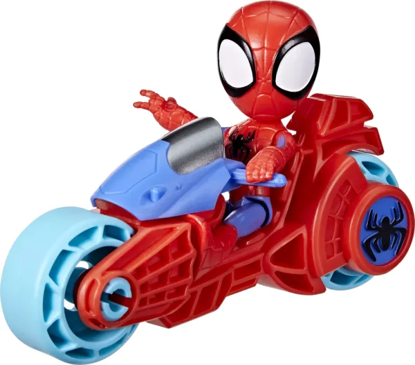 Figura gigante hasbro marvel spidey and his amazing friends spidey con motocicleta
