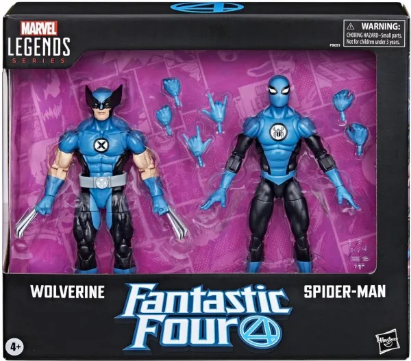 Pack 2 figuras hasbro marvel legends series los 4 fantasticos wolverine & spider - man