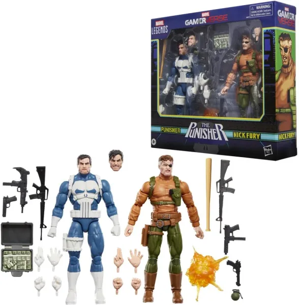 Pack 2 figuras hasbro marvel legends series gamerverse the punisher punisher vs nick fury