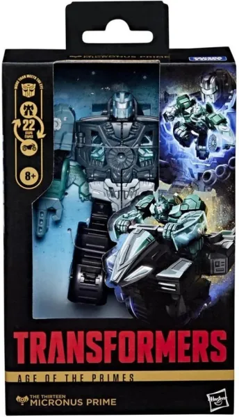 Figura hasbro transformers age of the primes deluxe class micronus prime 14cm
