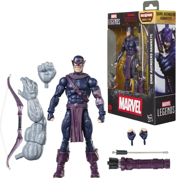 Figura hasbro marvel legends series build a figure marvel's box dark avengers hawkeye
