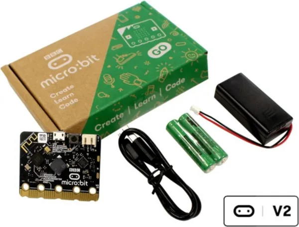 Kit micro:bit go v2.2 con placa microbit + pilas + portapilas + cable USB