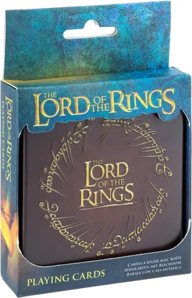 Baraja de cartas en caja metálica paladone el señor de los anillos