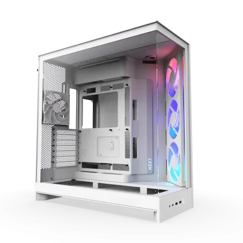 Caja Nzxt H9 Flow RGB (2025) Dual-Chamber Mid-Tower Case W/ RGB Fans - All White