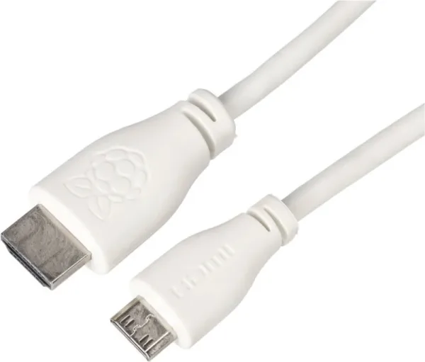 Cable oficial raspberry micro HDMI a HDMI 1m color blanco