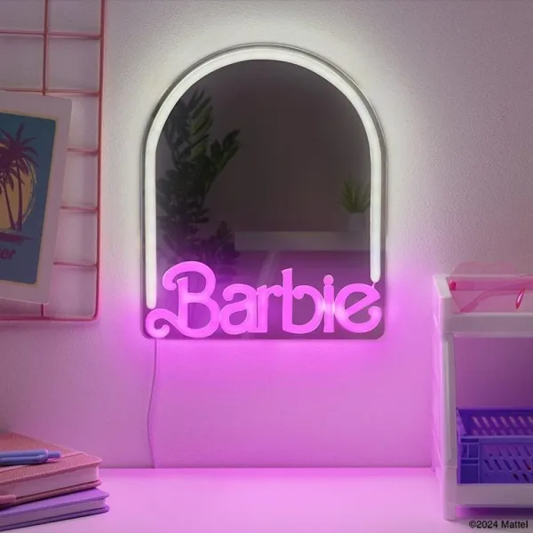 Espejo de neón LED de montaje en pared barbie