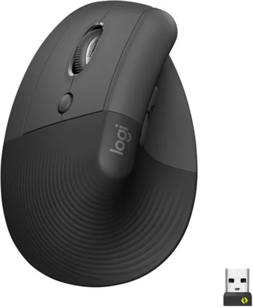Mouse raton vertical logitech lift for business para zurdos 6 botones 4000 dpi wireless inalambrico grafito