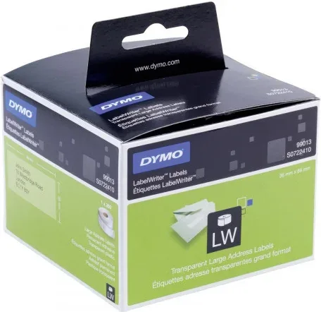 Rollo Etiqueta Permanente 89X36Mm. Transparentes Dymo So722410