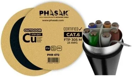 Bobina de Cable RJ45 FTP Phasak PHR 672 Cat.6/ 305m/ Gris