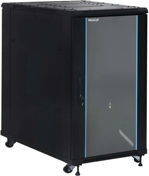 Armario rack de suelo 19 pulgadas phasak pro 22u negro 600x1000 montado pho 6122