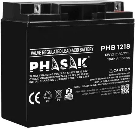 Batería Phasak PHB 1218 compatible con SAI/UPS PHASAK según especificaciones