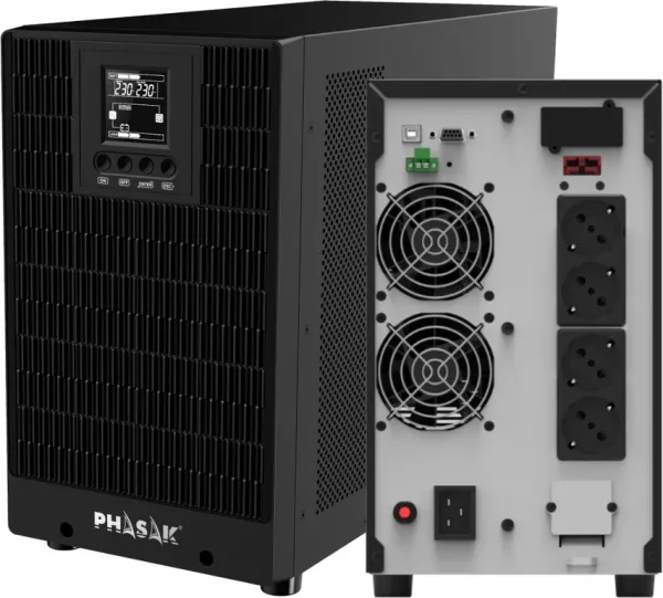 SAI Online Phasak 3000 VA Online LCD/ 3000VA-3000W/ 4 Salidas/ Formato Torre