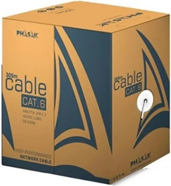 Bobina de Cable RJ45 UTP Phasak PHR 6302 Cat.6/ 305m/ Gris