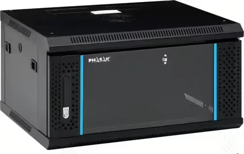 Armario rack mural phasak pro 6u pho 2106 600x450 negro ventilacion iluminacion cerradura