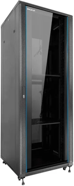 Armario rack de suelo 19 pulgadas phasak pro 47u negro 600x1000 montado pho 6147