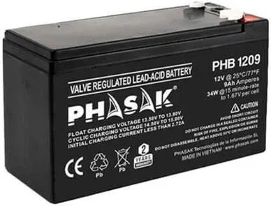 Batería Phasak PHB 1209 compatible con SAI/UPS PHASAK según especificaciones
