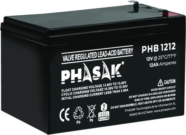 Batería Phasak PHB 1212 compatible con SAI/UPS PHASAK según especificaciones