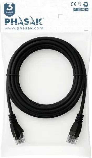 Cable red phasak latiguillo rj45 utp cat6 2m negro phk 1802