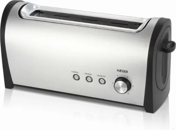 Tostador Desayuno Multifuncion 1.000W Acero Inoxidable/Negro Haeger