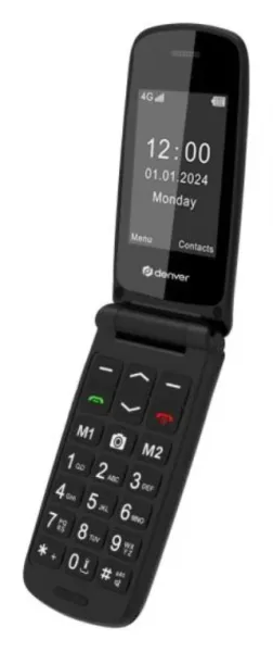 Telefono Flip Denver 4G Especialmente para Mayores