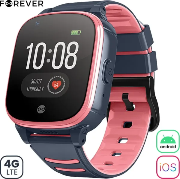 Reloj smartwatch forever look me kw - 500 4g color rosa negro