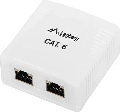 Roseta lanberg de superficie cat.6 ftp 2x toma rj45 blanco