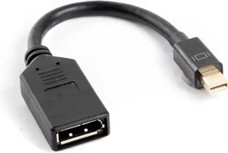 Adaptador lanberg mini DisplayPort macho a DisplayPort hembra cable 10 cm negro