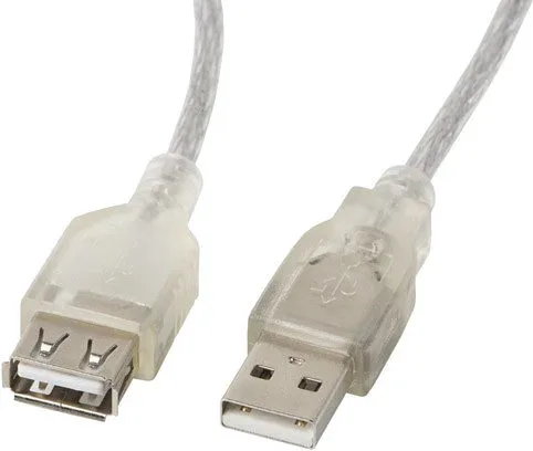 Cable alargador lanbergusb 2.0 macho hembra ferrita 1.8m transparente