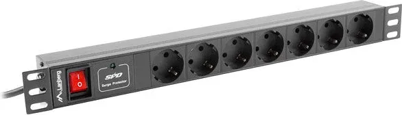 Regleta lanberg 1u 16a rack 19 7x socket negro 2m