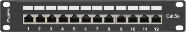Patch panel lanberg 12 puertos 1u cat.5e 10 pulgadas blindado negro