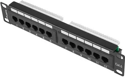 Patch panel lanberg 12 puertos 1u 10 pulgadas cat.6 negro