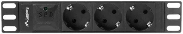 Regleta lanberg 1u 16a 3x schuko rack 10 pulgadas 2m negro