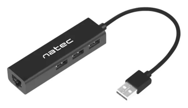 Adaptador Natec Dragonfly USB 2.0 a Rj45 Gigabit con 3Xusb 2.0