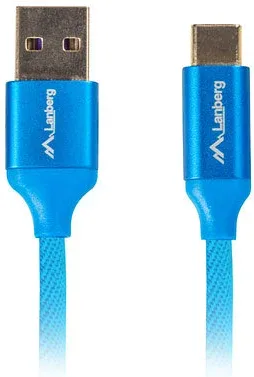 Cable USB lanberg 2.0 macho - USB tipo c macho quick charge 3.0 0.5m azul