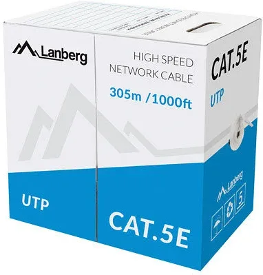 Bobina cat.5e lanberg utp 305m rj45 solid cobre fluke tested awg24 cpr gris