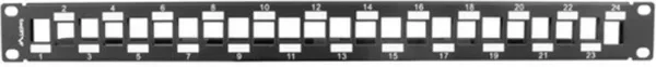 Patch Panel Lanberg 24Puertos 1U Rack 19 Escalonado Organizador Mod Keystone Bk