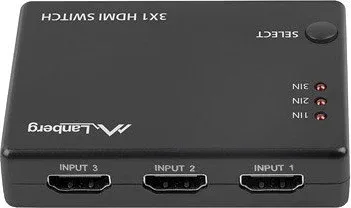 Switch video lanberg 4K - 3 x HDMI - micro USB - negro - control remoto