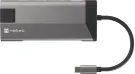 Adaptador Natec Fowler Plus USB-C->3Xusb 3.0,HDMI 4K,USB-C Pd,Rj45,SD,Msd