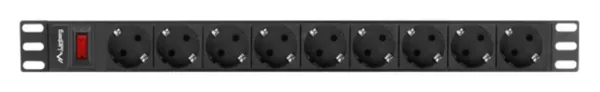 Regleta Lanberg 1U 16A 9X Schuko Rack 19" 3M Negro