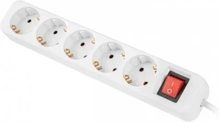 Regleta Lanberg 5 Tomas Schuko con Protecion Blanca 1.5M