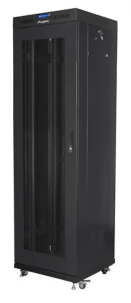 Armario Lanberg Rack 19" 42U 600X600 Flat Pack V2 Puerta Mesh con LCD Negro