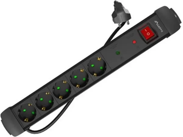 Regleta Lanberg Sp1 5 Tomas Schuko Proteccion Hasta 2500W Negra 1.5M