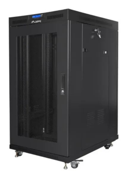 Armario Lanberg Rack 19" 22U 800X1000 Flat Pack Puerta Perforada con LCD Negro