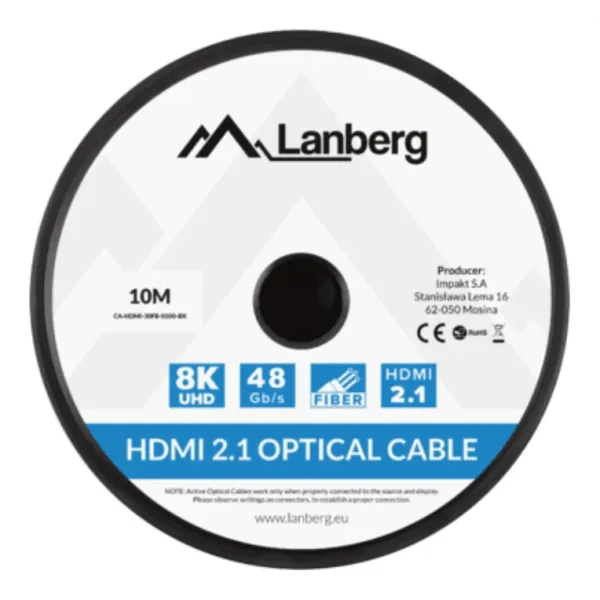 Cable HDMI Aoc Lanberg V2.1 M/M Optico Activo 8K60Hz 10M Negro