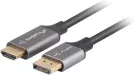 Cable Lanberg DisplayPort a HDMI 4K Macho/Macho 1.8M Negro -Plata