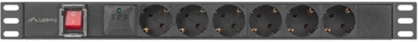 Regleta Lanberg 1U 16A Rack 19 6X Socket Schuko Negro 2M