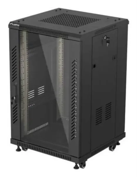 Armario Rack Lanberg de Suelo 19" 18U 600X600 Puerta de Cristal Flat Pack Negro