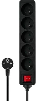 Regleta de 5 Enchufes 5M Negro Savio Lz-03