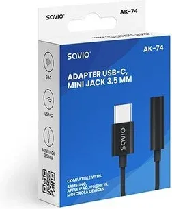 Adaptador USB-C a Jack 3.5 Mm Savio Ak-74